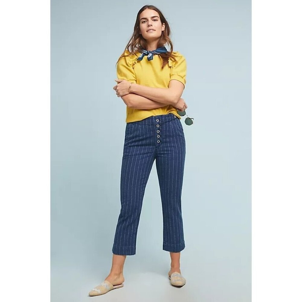 Pilcro Women's High-Rise Cotton Stretch Strip Trouser Jeans Size‎ 27